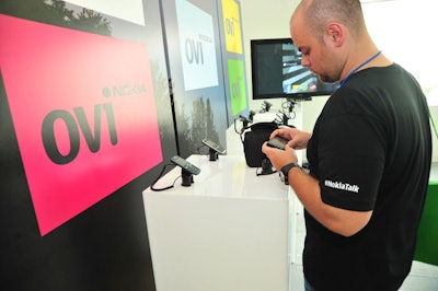 Nokia set up a demonstration area of its latest social networking gadgets and software.