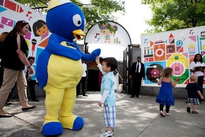 Nick Jr. characters greeted kids coming from the concert to the after-party.