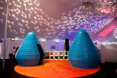 Kids could try different musical instruments inside giant pods that muffled some of the sound for the rest of the guests.