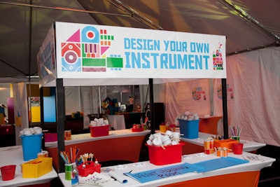 Producers built a station where kids could build and decorate their own noisemakers.