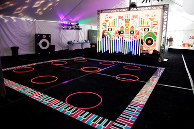 Fresh Wata producers laid out a piano-key border around the dance floor and decorated the DJ booth with colorful light rods.