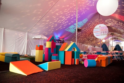 While parents mingled in the seating area, kids built forts out of giant soft building blocks.
