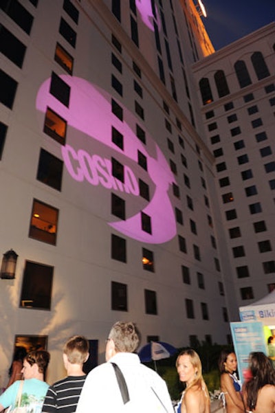 A pink Cosmo logo decked the exterior of Planet Hollywood.