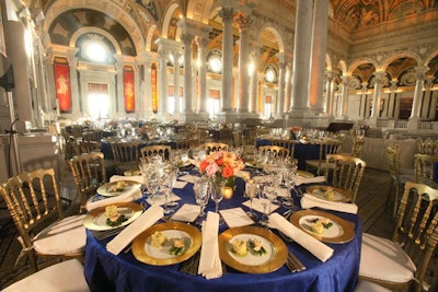 The gala dinner was held in the ornate Great Hall of the Library of Congress.