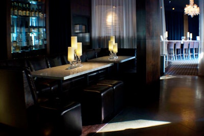 A high-top captain's table in the private room can be set up as a wine or Champagne or sushi bar for events.