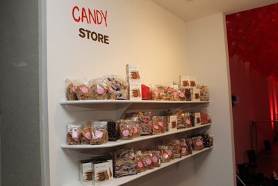 Sweets from Dufflet Pastries lined shelves at an installation called 'Candy Store.'