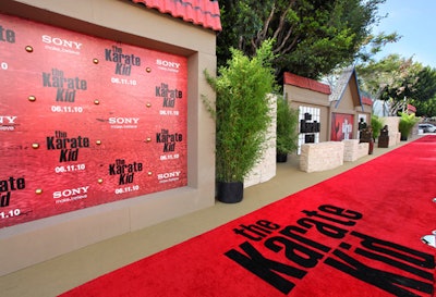 A 210-foot-long arrivals line for The Karate Kid premiere took inspiration from the Great Wall of China.