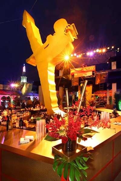 A giant cutout of Jaden Smith's character served as a centerpiece in the party space.