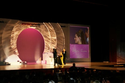 Stylist Martin Parsons, one of 17 guest artists featured on the main stage, demonstrated up-dos for special occasions during his presentation on Sunday.