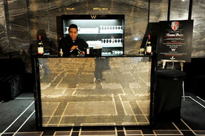 The hotel set up multiple mirrored bars around the perimeter of the room.