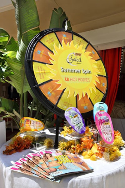 Bic gave out products after guests spun a logo prize wheel.