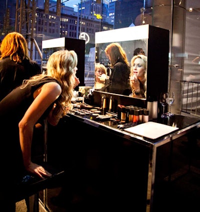 Giorgio Armani makeup artists offered touch-ups in the V.I.P. lounge.