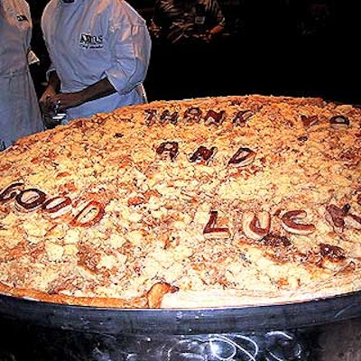 Students from the New York Restaurant School baked a four-foot-wide apple pie for Stern.