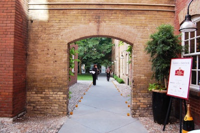 A pathway from the Wine Establishment's suite leads to a courtyard.