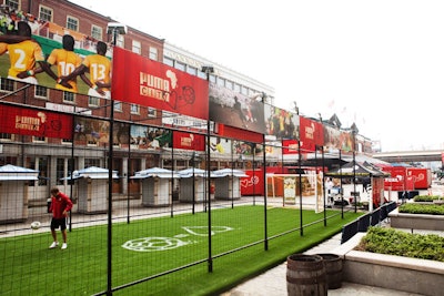 Puma, which created a similar promotion in Boston last spring, took over a block in the South Street Seaport to create Puma City, with two retail shops, a mini football pitch, screenings at Ark Restaurants' Red, and an event space dubbed the Puma Social Club.