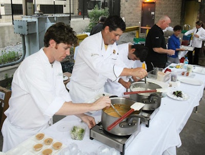 New Orleans chefs Brian Landry of Galatoire's and Greg Reggio of Zea Rotisserie Grill served creole-influenced hors d'oeuvres.