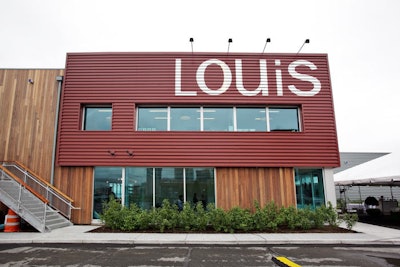 Louis's brand-new exterior is mahogany and aluminum.