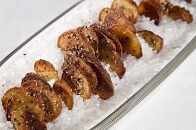 Washington's Design Cuisine served its Provençal potato chips on a bed of salt at a January event celebrating the one-year anniversary of the Obama inauguration.