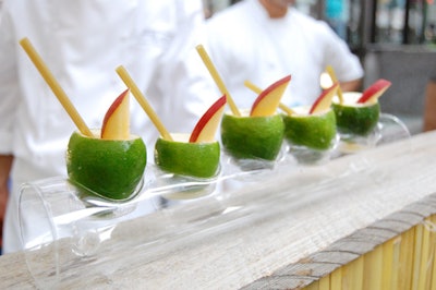 Creative food displays abounded as restaurants and chefs sought to stand out from the crowd. Hurricane Club, a Polynesian-themed restaurant set to launch this fall, drew attention with shots served in hollowed out limes.