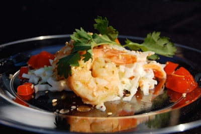 Chef Paul served island herb-braised orange shrimp with pickled ginger and poppy seed slaw.