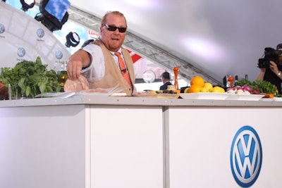 Chef Mario Batali followed Perry, preparing some Italian summer dishes for the crowd.