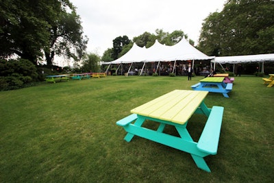 The party tent overlooked the mansion's sprawling lawn and the East River.