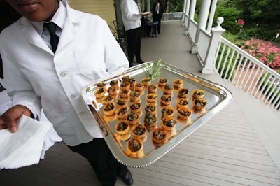 Among the passed hors d'oeuvres were cheese tartlets of sautéed wild mushrooms.