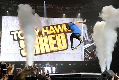 On June 14, Activision kicked off E3 at the Staples Center with performances by the likes of Eminem, Rihanna, and Travis Barker; Usher with Will.i.am; Pharrell and N.E.R.D.; and Tony Hawk. The event celebrated the video game publisher's upcoming titles and offered sneak previews.