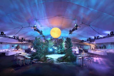An Airstar moon served as the centerpiece in the party space.