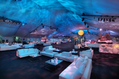 Resources in the party tent, like ELS's lighting, were shared with other events for cost savings and efficiency.