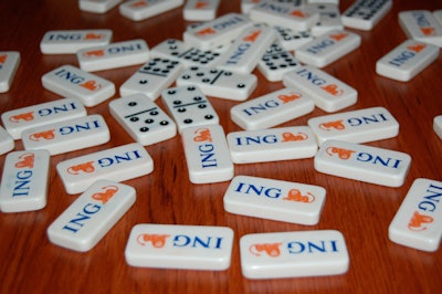 ING provided branded dominos for playing in the ballroom.