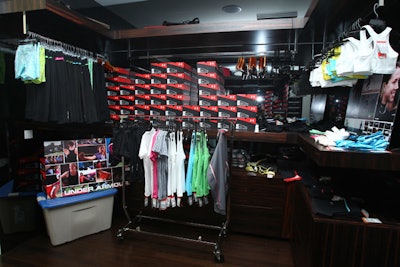 A bedroom closet became a gift lounge for Under Armour apparel.
