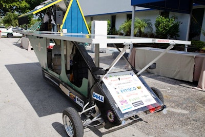 Students from South Plantation High School's Solar Knights club, which designed the solar car, gave guests rides around the parking lot.