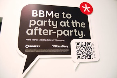 Guests at the Block could make friends with BlackBerry Messenger or scan the bar code displayed on signs throughout event venues to get set times for performances and information about the after-party venue.
