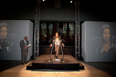During cocktails, members of the Friends of the High Line's board of directors, including Lisa Maria Falcone (pictured), took to a small stage to welcome guests and honor Donald R. Mullen Jr. and the Tiffany & Company Foundation.