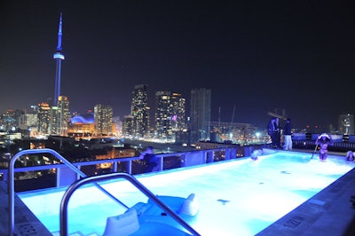The 16th-floor rooftop has an infinity pool and patio offering 360-degree views of the skyline.