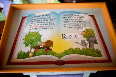 The foundation displayed graphics from The Power of Giving, a children's book Ryan Nece is working on with illustrator Jason Hulfish.