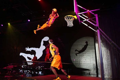 AcroDunk performed basketball feats.