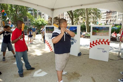 The Wii baseball station was a popular area for kids.