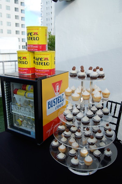 Stella's Sweet Shoppe provided a rapidly disappearing cupcake tower to go with the cold and hot drinks from Café Bustelo.