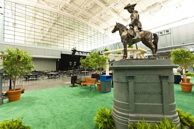 Guests could take a seat next to a replica of the Paul Revere Monument.