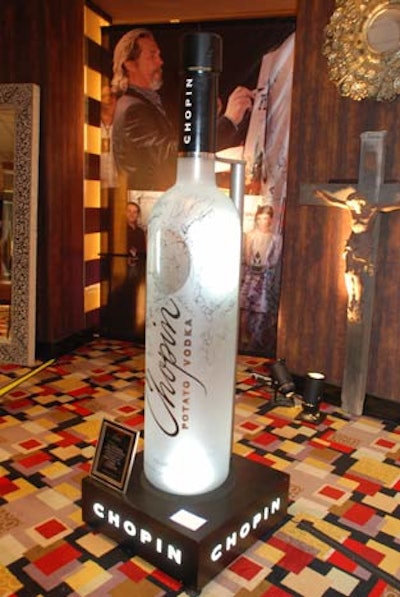 Vodka brand Chopin auctioned a seven-foot-tall bottle in Las Vegas, concluding a national promotional tour.