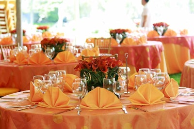 Tangerine dream? The damask silk overlays looked handmade—I turned one over to see.