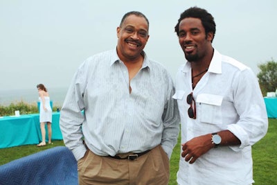 Sports personality Dhani Jones posed with Jean S. Fugett, the brother of deceased billionaire Reginald F. Lewis.
