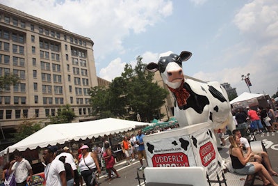 Some companies, like Udderly Smooth, had no giveaways or interactive elements, but still attracted a crowd of onlookers with silly displays.