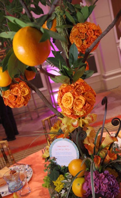 Ashleigh Dorfman of Posh Parties, Blaise Thompson, and Fusion Cuisine recreated 'The Magic Orange Tree' and used oranges as one of the main decor elements.