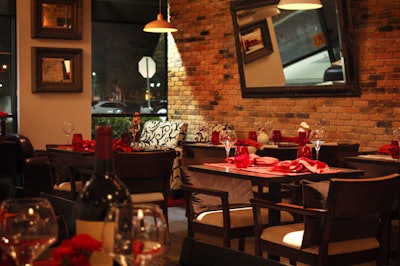 La Nouva Cucina is decorated with earthy browns and neutral shades accented with bright pops of red.
