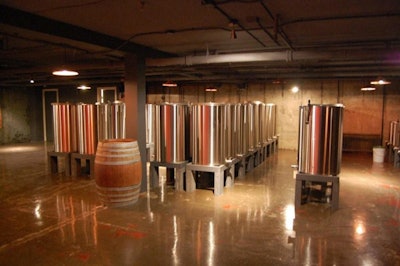 The winery houses more than 100 Italian stainless steel fermenting tanks.