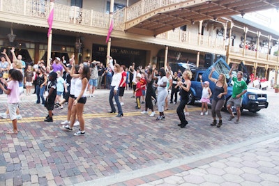 Nearly 100 people participated in the final dance numbers of the stunt in the middle of Church Street.