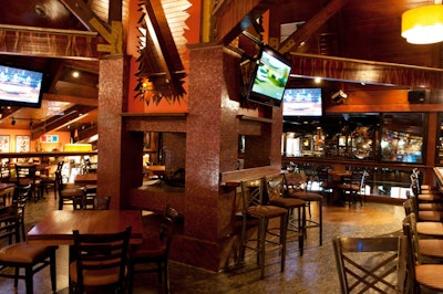 The Sky Box at Mad Mark's Mystic Pizza has a fireplace and can host private parties for 250.